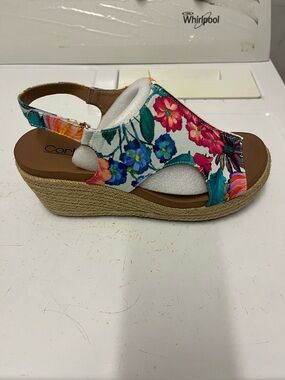 Corkys Floral Multicolor Espadrille Wedge Sandals